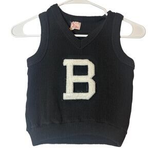 Vintage Boy's Size 6-7 Sweater Vest with Patch Cotton